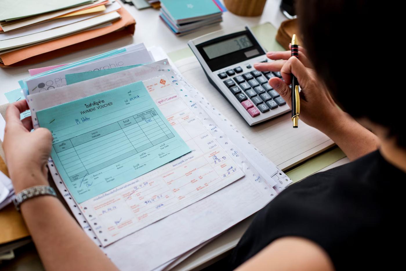 Laptop displaying accounting software